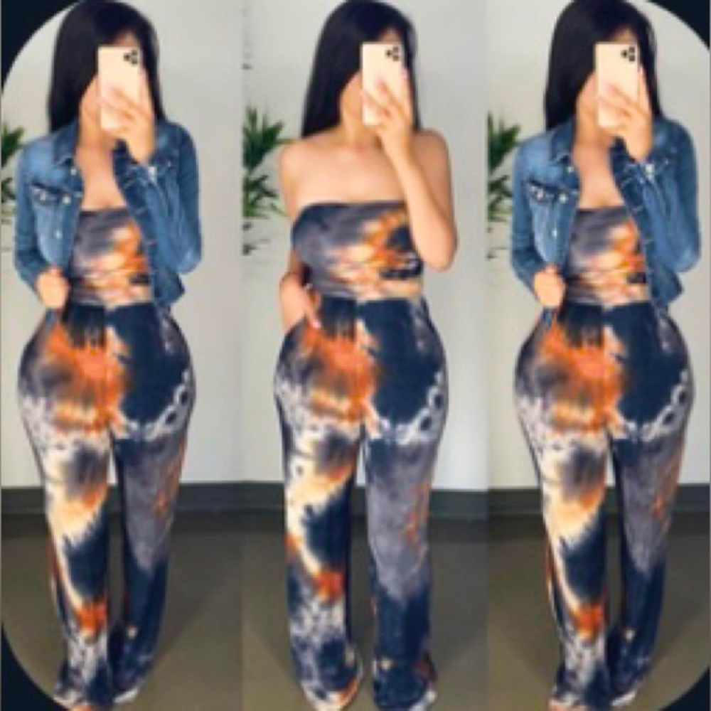 Elegant Tie-Dye Strapless Jumpsuit